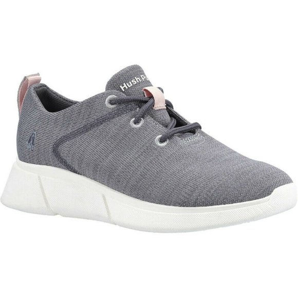 NEW Hush Puppies Makenna Grey Heather Pink Lace Up Stretch Knit Comfort Sneakers - Picture 1 of 4